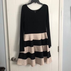 Cocktail Black and Cream Stripped Dress